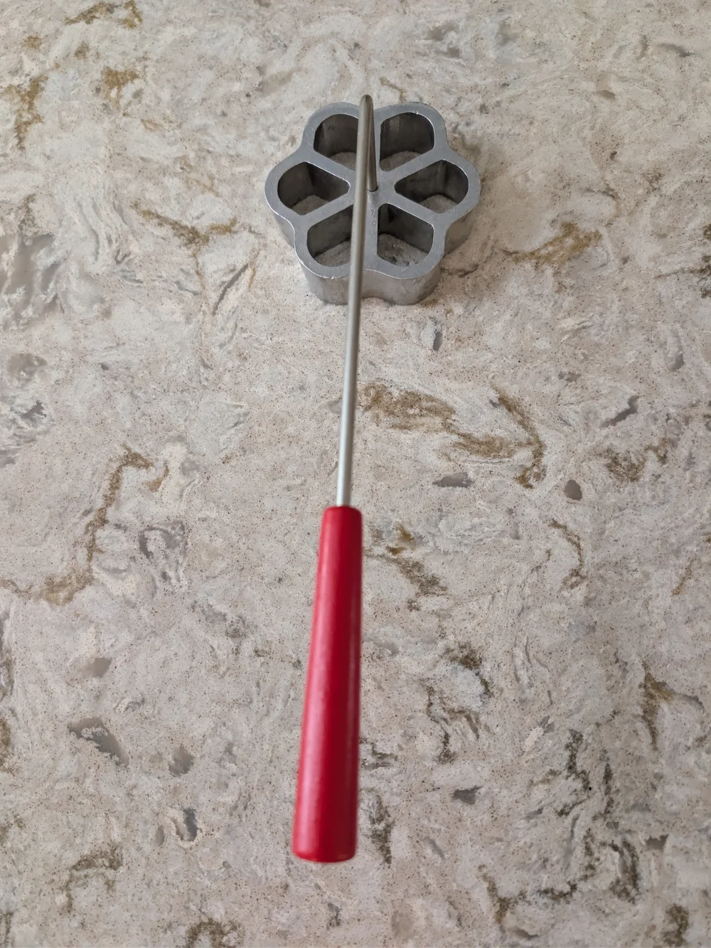 Vintage Metal Rosette Iron with Red Handle